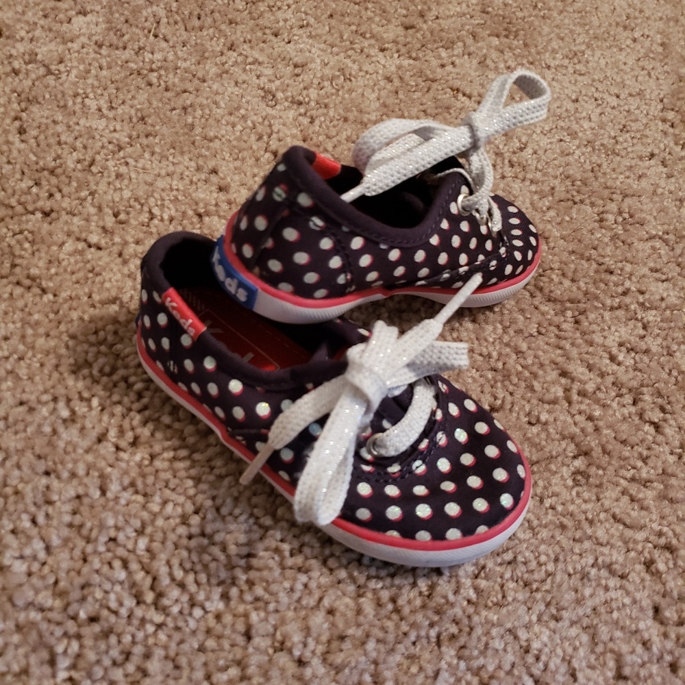 Little Girl Polka Dot Lace Up Keds